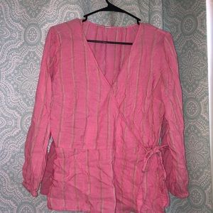 Old Navy Women’s L Pink Criss-Cross Tie Blouse